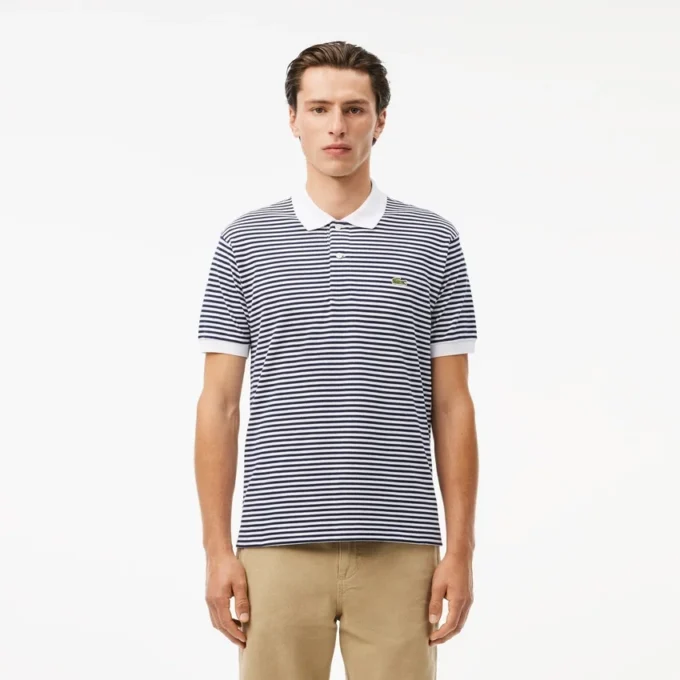 Polo L.12.12 rayé en petit piqué, coupe classique pour homme Polo L.12.12 rayé en petit piqué, coupe classique pour homme