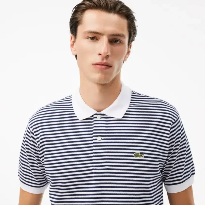 Polo L.12.12 rayé en petit piqué, coupe classique pour homme Polo L.12.12 rayé en petit piqué, coupe classique pour homme