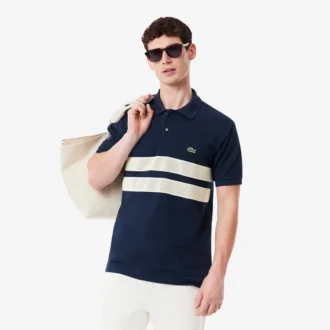 Polo L.12.12 à rayures larges et coupe classique pour homme