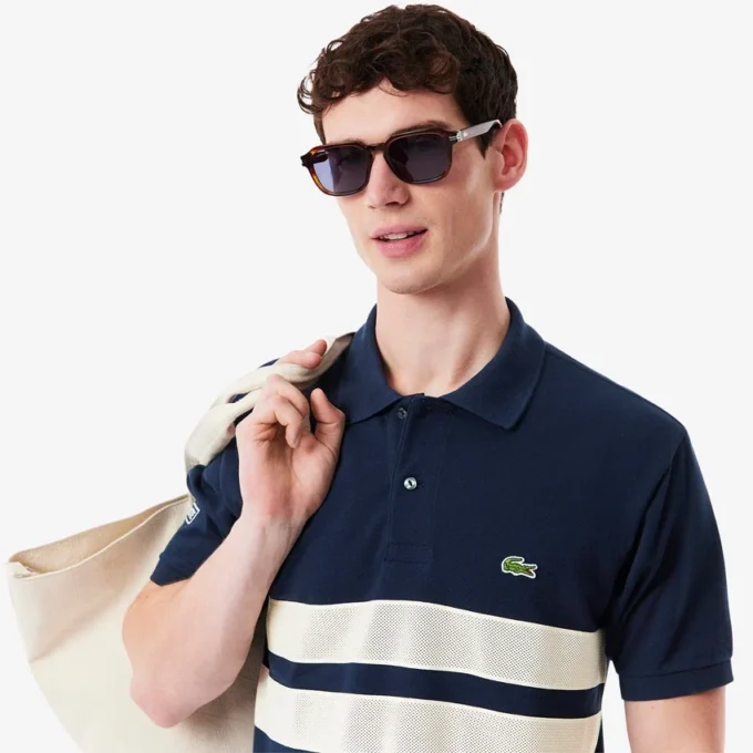 Polo L.12.12 à rayures larges et coupe classique pour homme Polo L.12.12 à rayures larges et coupe classique pour homme