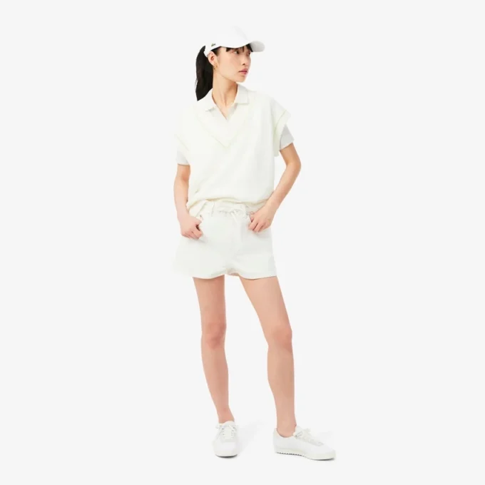 Polo L.12.D pour femme, coupe ajustée, motif Pointelle Polo L.12.D pour femme, coupe ajustée, motif Pointelle