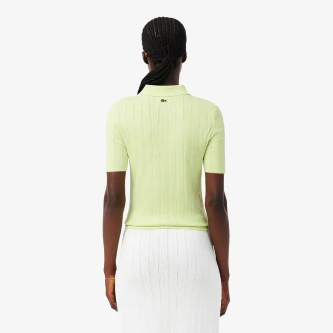 Polo L.12.D pour femme, coupe ajustée, motif Pointelle Polo L.12.D pour femme, coupe ajustée, motif Pointelle