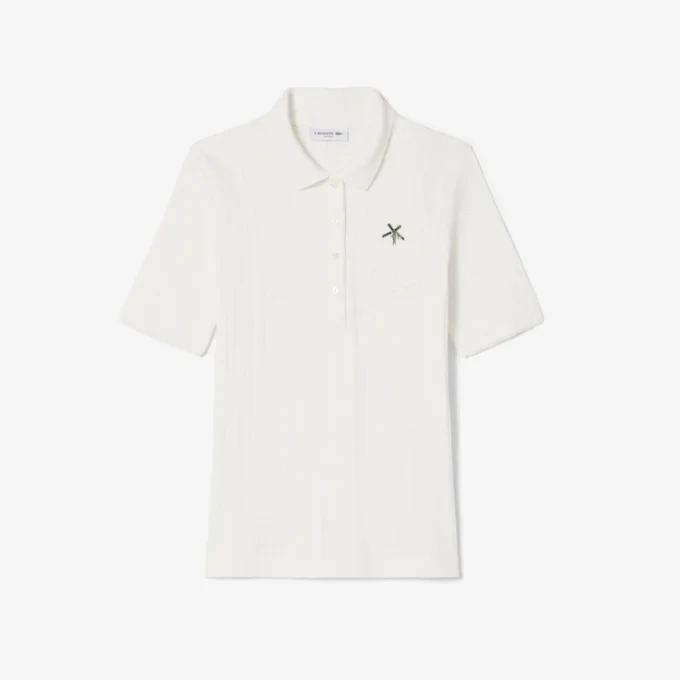 Polo L.12.D pour femme, coupe ajustée, motif Pointelle Polo L.12.D pour femme, coupe ajustée, motif Pointelle
