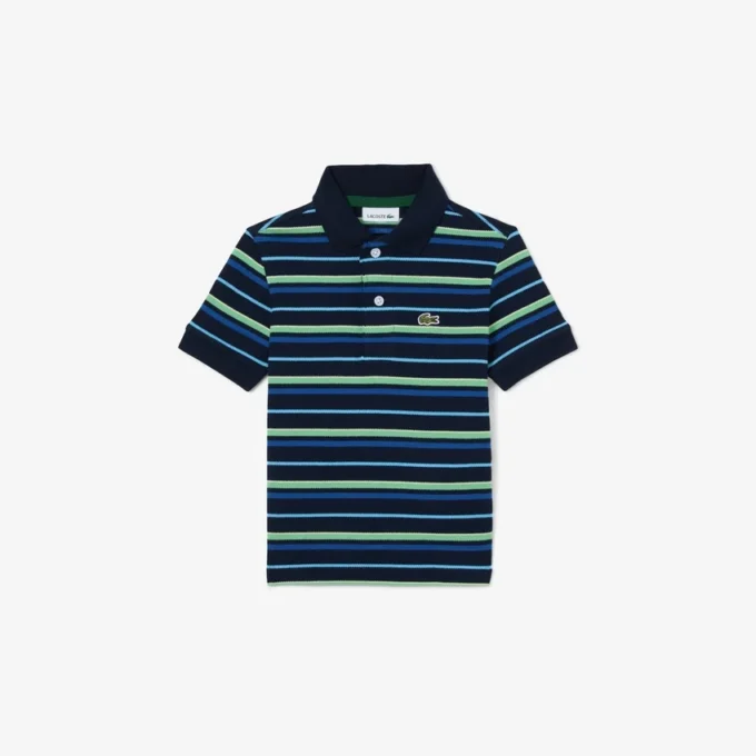 Polo Petit Piqué à rayures contrastées Polo Petit Piqué à rayures contrastées