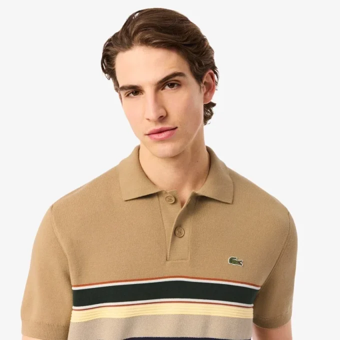 Polo rayé à col pour homme, fabriqué en France Polo rayé à col pour homme, fabriqué en France