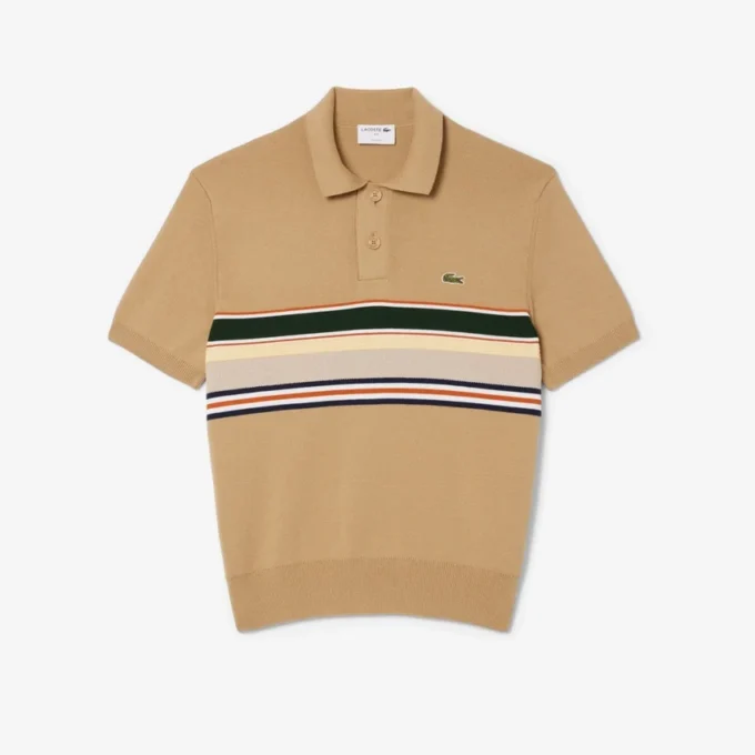 Polo rayé à col pour homme, fabriqué en France Polo rayé à col pour homme, fabriqué en France