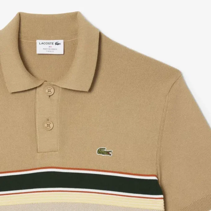Polo rayé à col pour homme, fabriqué en France Polo rayé à col pour homme, fabriqué en France