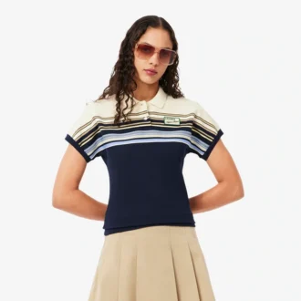 Polo rayé slim fit pour femme, fabriqué en France