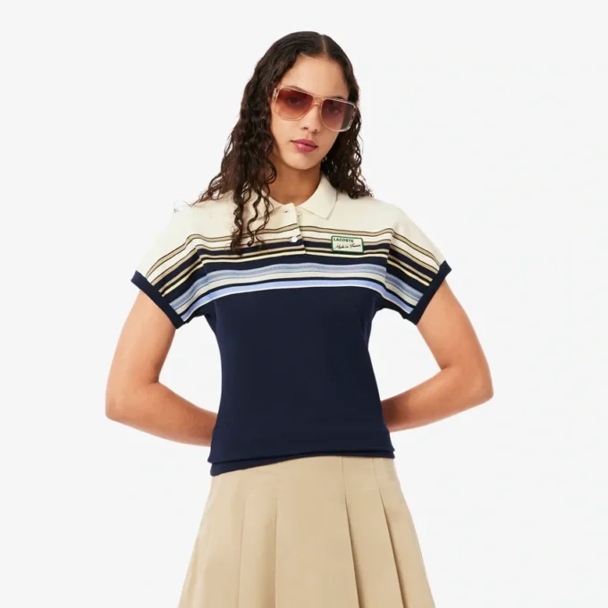 Polo rayé slim fit pour femme, fabriqué en France Polo rayé slim fit pour femme, fabriqué en France