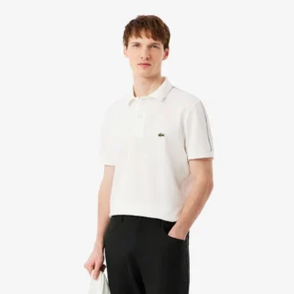 Polo à rayures et logo, coupe classique