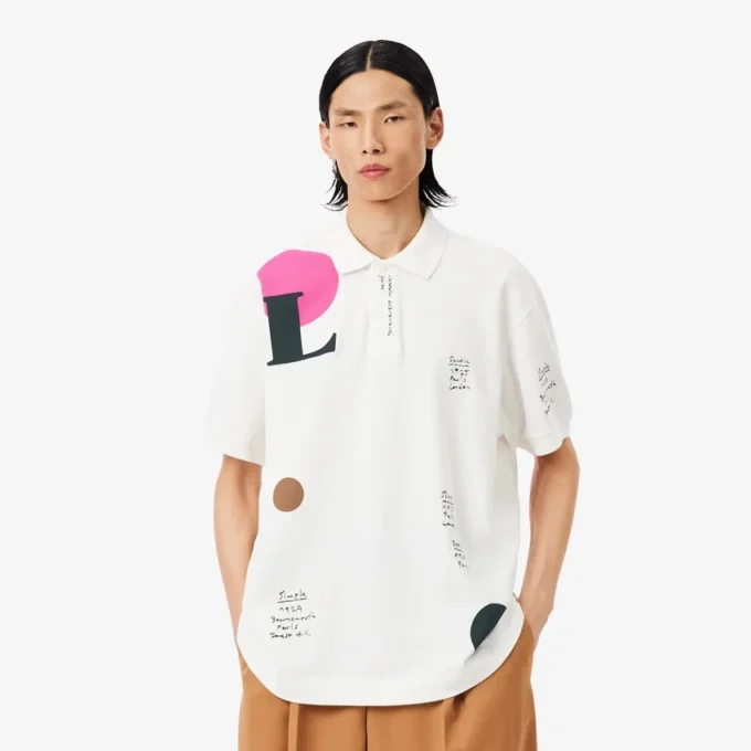 Polo Runway ample à motif graphique en piqué