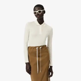 Polo slim fit à manches longues en soie Runway