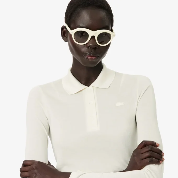 Polo slim fit à manches longues en soie Runway Polo slim fit à manches longues en soie Runway