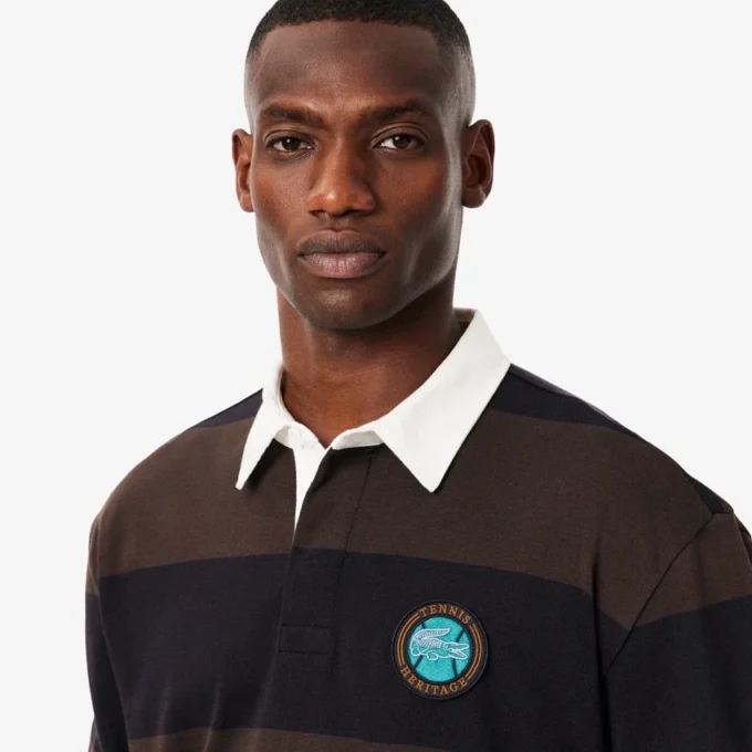 Polos de rugby rayés coupe décontractée pour homme Polos de rugby rayés coupe décontractée pour homme