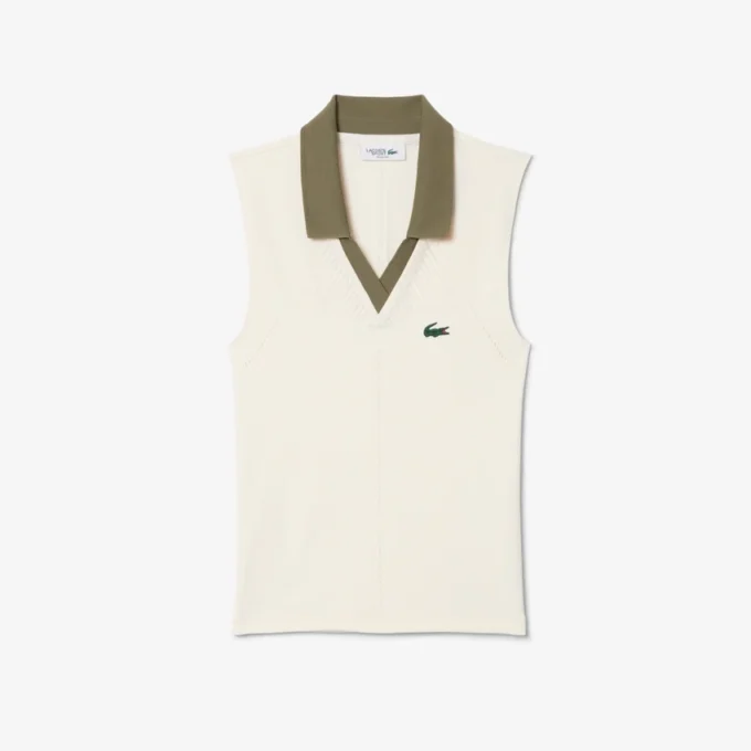 Polos de tennis sans manches en maille stretch pour femme Polos de tennis sans manches en maille stretch pour femme