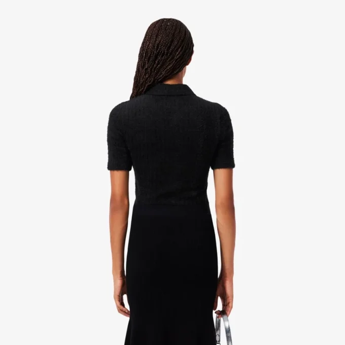Polos femme slim fit en maille côtelée duveteuse Polos femme slim fit en maille côtelée duveteuse