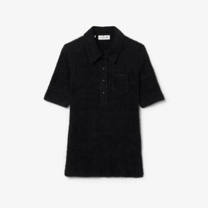 Polos femme slim fit en maille côtelée duveteuse Polos femme slim fit en maille côtelée duveteuse