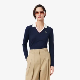 Polos femme slim fit à manches longues et finitions raffinées