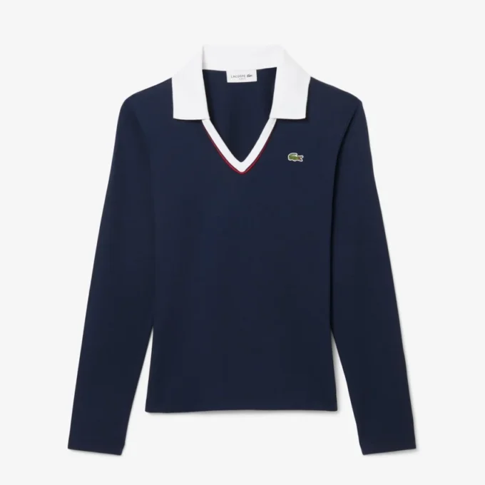 Polos femme slim fit à manches longues et finitions raffinées Polos femme slim fit à manches longues et finitions raffinées