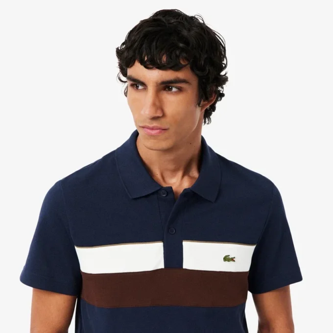 Polos Petit Piqué à blocs de couleur pour homme, coupe classique Polos Petit Piqué à blocs de couleur pour homme, coupe classique