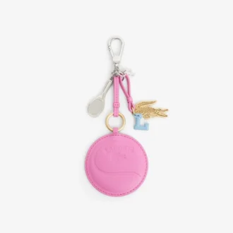 Porte-clés avec breloques en forme de raquette de tennis et miroir L