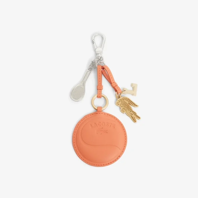 Porte-clés avec breloques en forme de raquette de tennis et miroir L