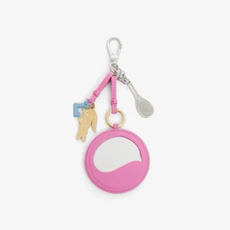 Porte-clés avec breloques en forme de raquette de tennis et miroir L