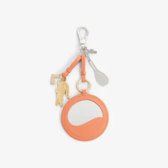 Porte-clés avec breloques en forme de raquette de tennis et miroir L