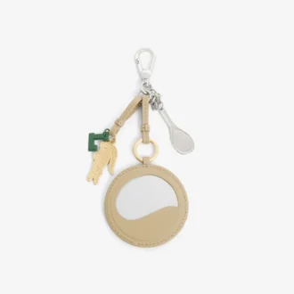 Porte-clés avec breloques en forme de raquette de tennis et miroir L
