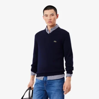 Pull à col en V en coton pour homme