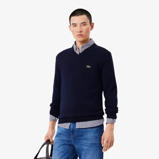 Pull à col en V en coton pour homme Pull à col en V en coton pour homme