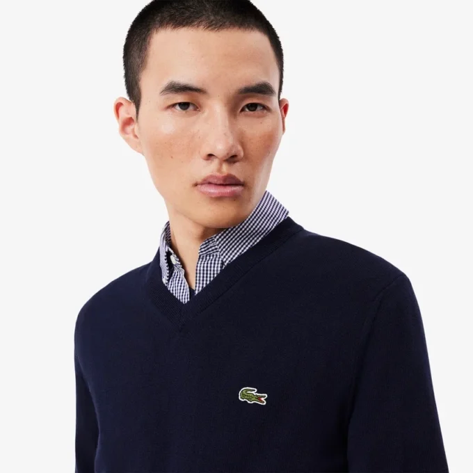 Pull à col en V en coton pour homme Pull à col en V en coton pour homme