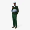 Pull à col en V en laine rayé pour homme