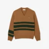 Pull à col en V en laine rayé pour homme Pull à col en V en laine rayé pour homme