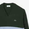 Pull à col en V en laine rayé pour homme