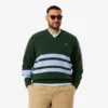 Pull à col en V en laine rayé pour homme