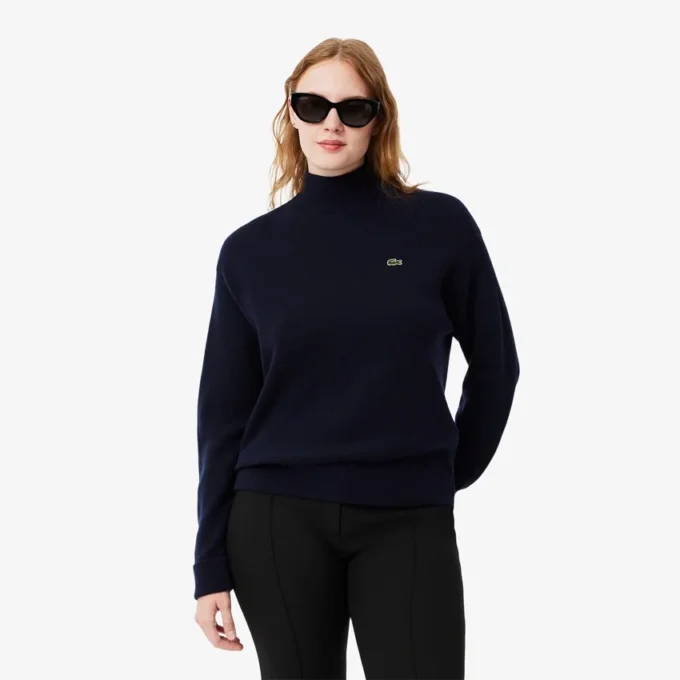 Pull à col montant en laine coupe décontractée pour femme Pull à col montant en laine coupe décontractée pour femme