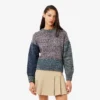 Pull à col montant en laine mélangée et maille torsadée pour femme Pull à col montant en laine mélangée et maille torsadée pour femme