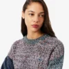 Pull à col montant en laine mélangée et maille torsadée pour femme Pull à col montant en laine mélangée et maille torsadée pour femme