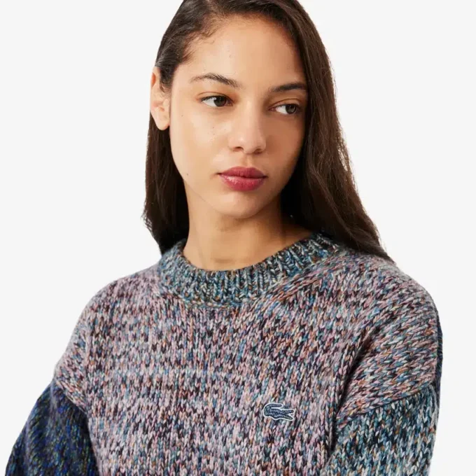 Pull à col montant en laine mélangée et maille torsadée pour femme Pull à col montant en laine mélangée et maille torsadée pour femme
