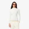 Pull à col montant en maille côtelée 3D pour femme Pull à col montant en maille côtelée 3D pour femme