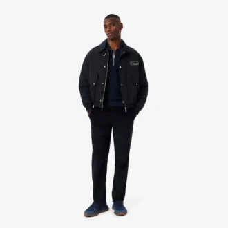 Pull à col polo demi-zip pour homme en mélange de coton et de laine