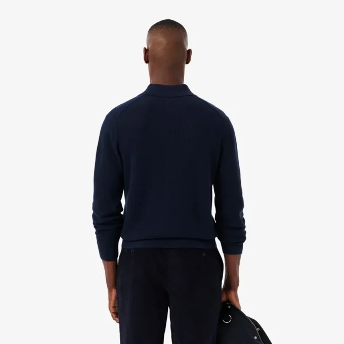 Pull à col polo demi-zip pour homme en mélange de coton et de laine Pull à col polo demi-zip pour homme en mélange de coton et de laine