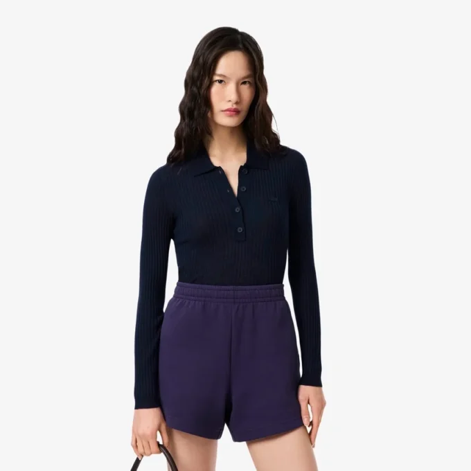 Pull à col polo en jersey de laine pour femme Pull à col polo en jersey de laine pour femme