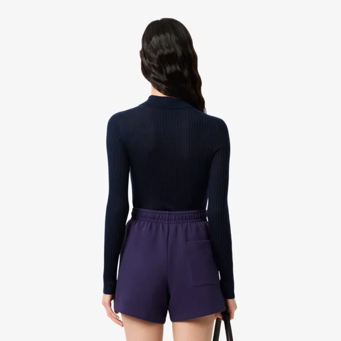 Pull à col polo en jersey de laine pour femme Pull à col polo en jersey de laine pour femme