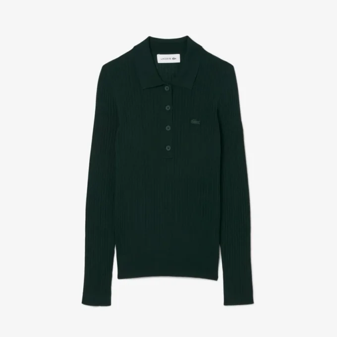 Pull à col polo en jersey de laine pour femme Pull à col polo en jersey de laine pour femme