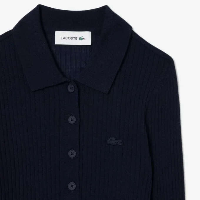 Pull à col polo en jersey de laine pour femme Pull à col polo en jersey de laine pour femme