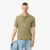Pull à col polo en maille côtelée fluide pour homme Pull à col polo en maille côtelée fluide pour homme