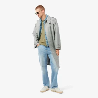 Pull à col polo en maille côtelée fluide pour homme