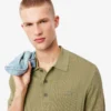 Pull à col polo en maille côtelée fluide pour homme Pull à col polo en maille côtelée fluide pour homme